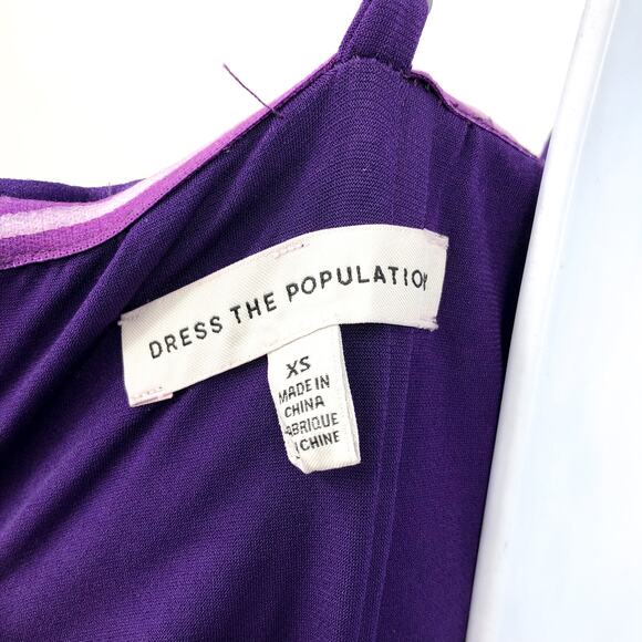 DRESS THE POPULATION Square Neck Sequin Dress XS Purple/Multi NWOT - Picture 5 of 5